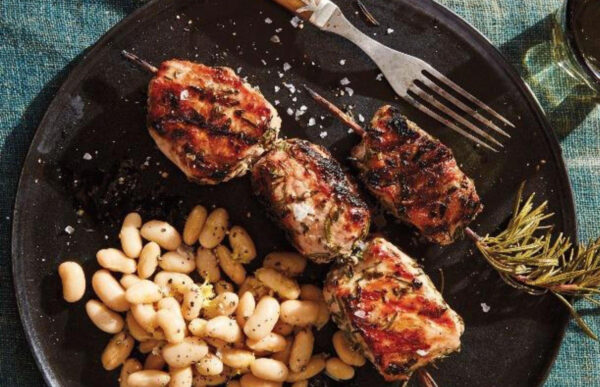 10. Porchetta-style Pork Kebabs With White Beans